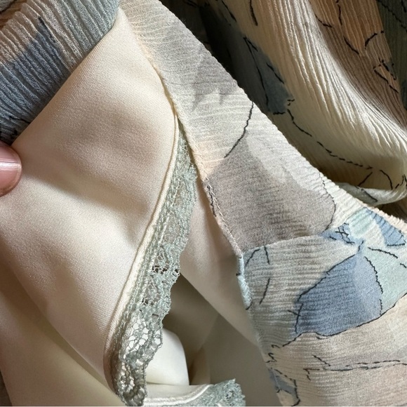 Anthropologie Moulinette Soeurs Pale Blue Ethereal Silk Cotton Leaf Print Dress - Picture 7 of 7